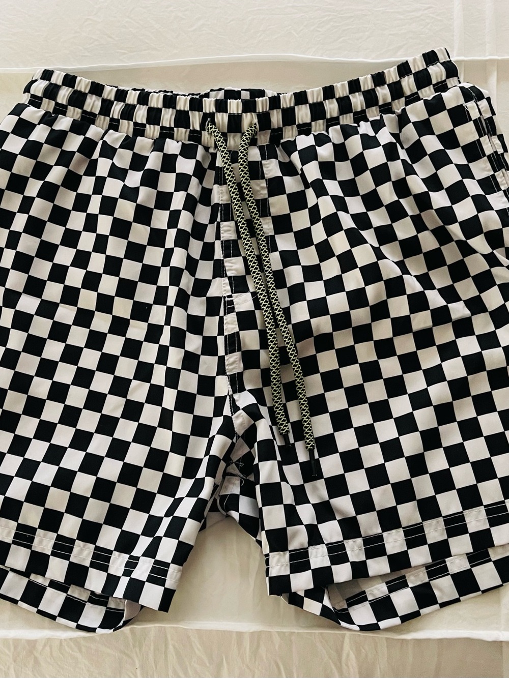 INC International Concepts Black and White Check Swim Trunks